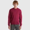 Plum crew neck sweater in pure Merino wool