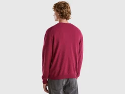 Plum crew neck sweater in pure Merino wool