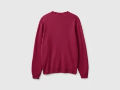 Plum crew neck sweater in pure Merino wool