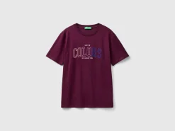 Plum organic cotton t-shirt with multicolor logo