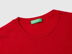 Plum short sleeve sweater in pure Merino wool