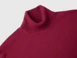 Plum turtleneck in pure Merino wool