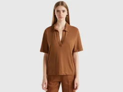 Polo shirt in cotton and linen blend