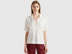 Polo shirt in cotton and linen blend