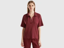 Polo shirt in cotton and linen blend