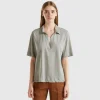 Polo shirt in cotton and linen blend