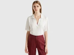 Polo shirt in cotton and linen blend
