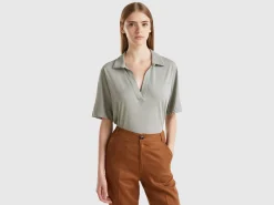 Polo shirt in cotton and linen blend