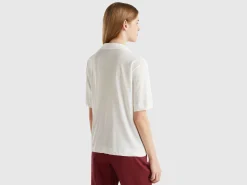 Polo shirt in cotton and linen blend