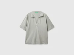 Polo shirt in cotton and linen blend