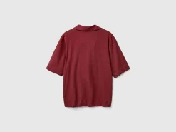 Polo shirt in cotton and linen blend