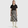 Polo-style dress with printed skirt