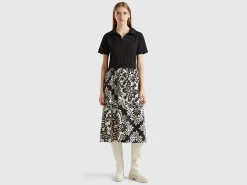 Polo-style dress with printed skirt