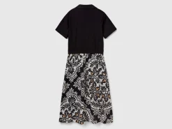 Polo-style dress with printed skirt