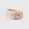 Powder pink belt with logo buckle