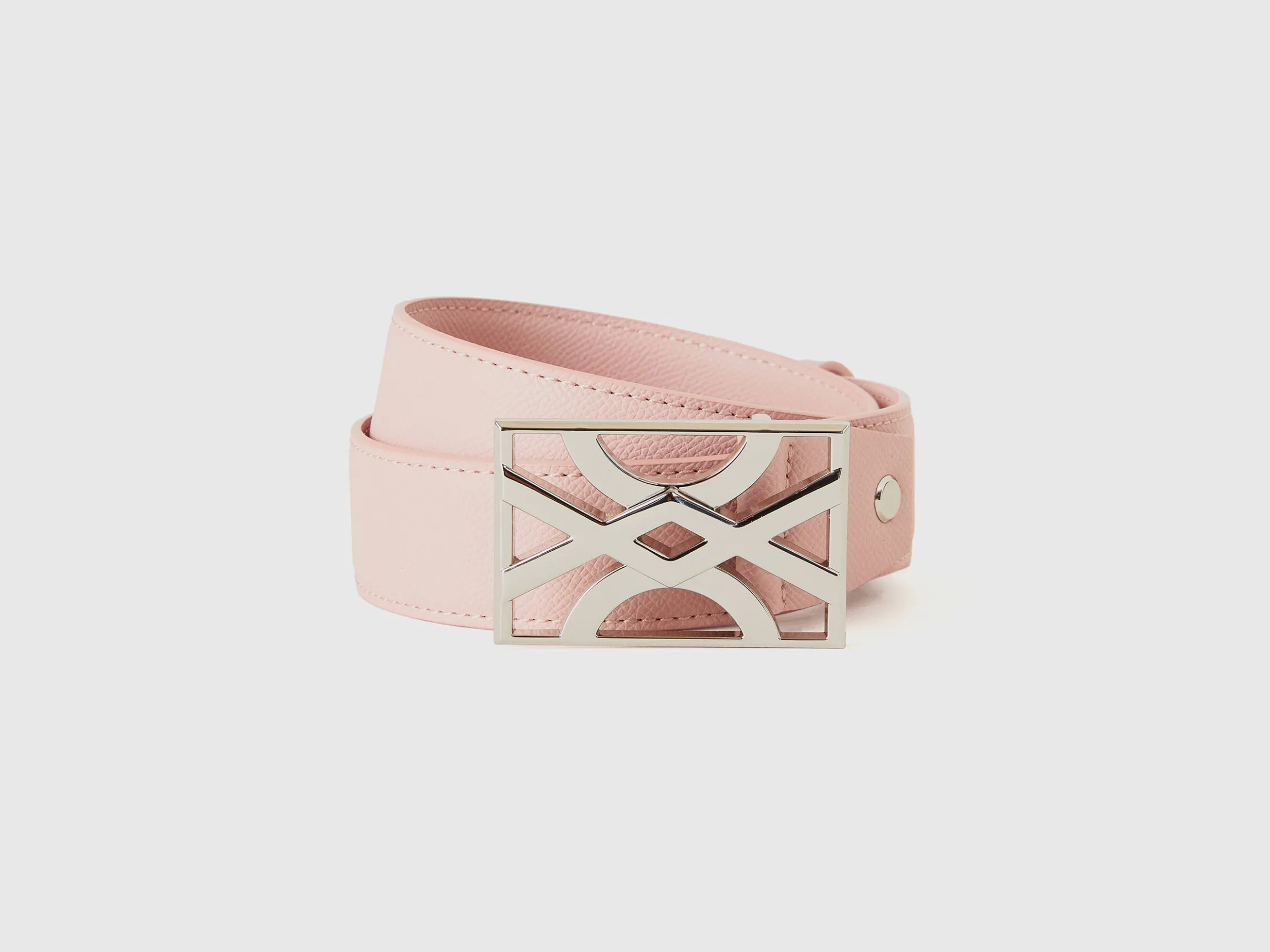 Powder pink belt with logo buckle