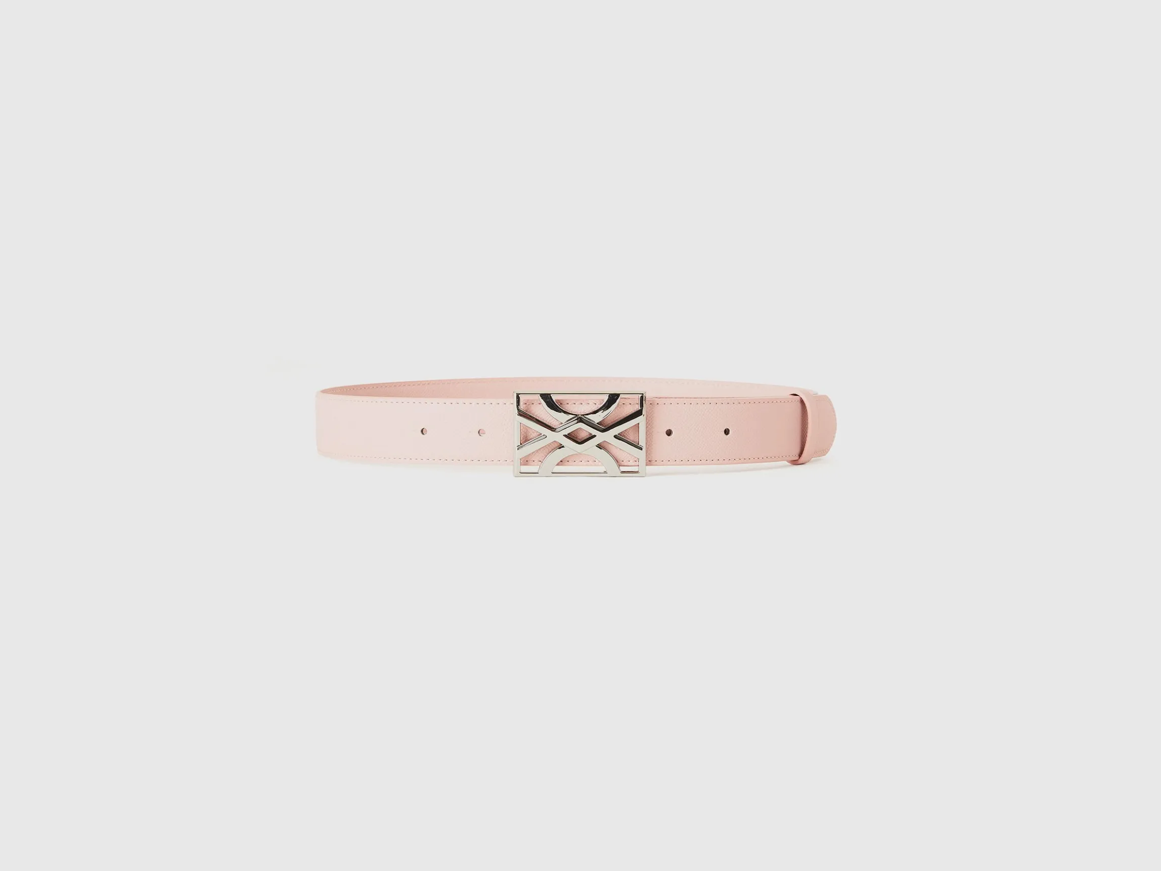 Powder pink belt with logo buckle