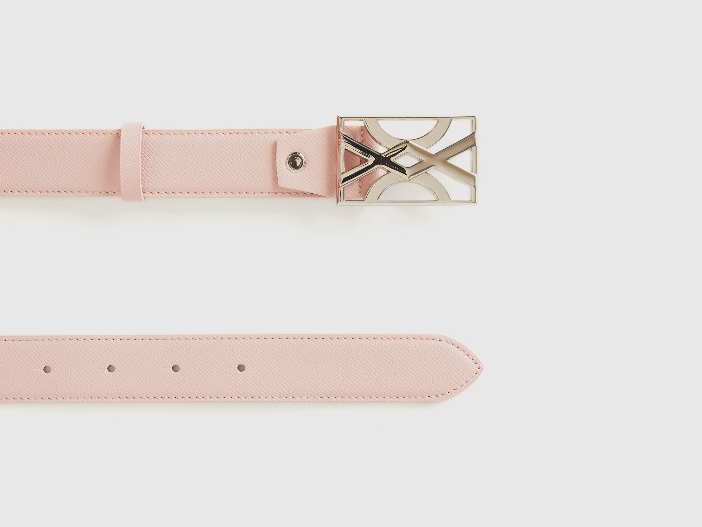 Powder pink belt with logo buckle