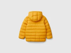 Puffer jacket with hood and logo