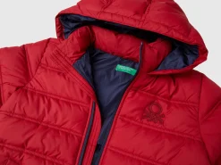Puffer jacket with hood and logo