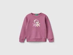 Pullover sweatshirt with glittery print