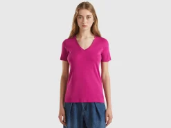 Pure cotton t-shirt with V-neck