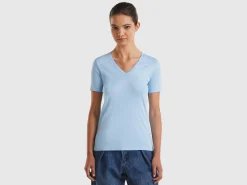 Pure cotton t-shirt with V-neck
