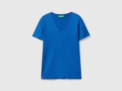 Pure cotton t-shirt with V-neck