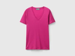 Pure cotton t-shirt with V-neck
