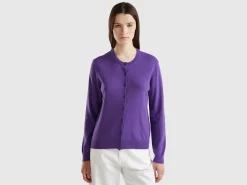Purple cardigan in cashmere and wool blend