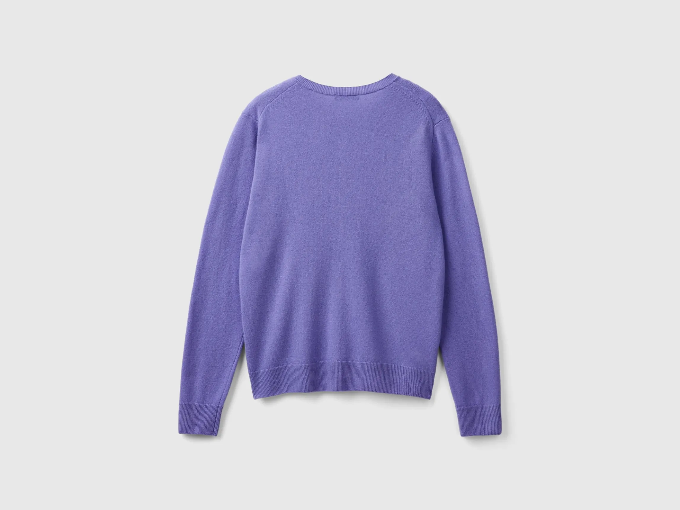 Purple crew neck cardigan in pure Merino wool