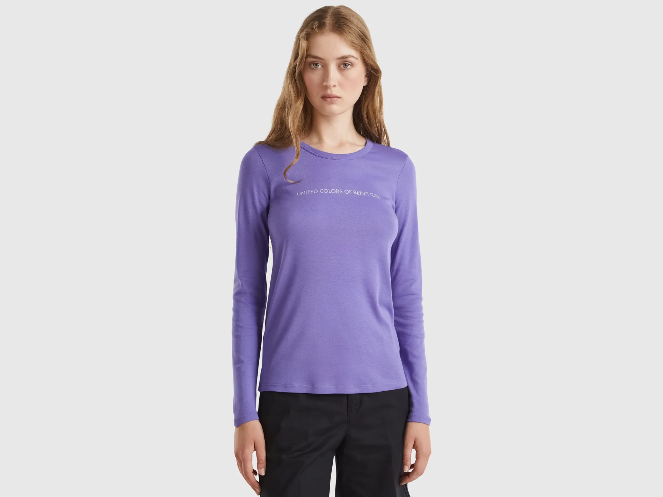 Purple long sleeve t-shirt in 100% cotton