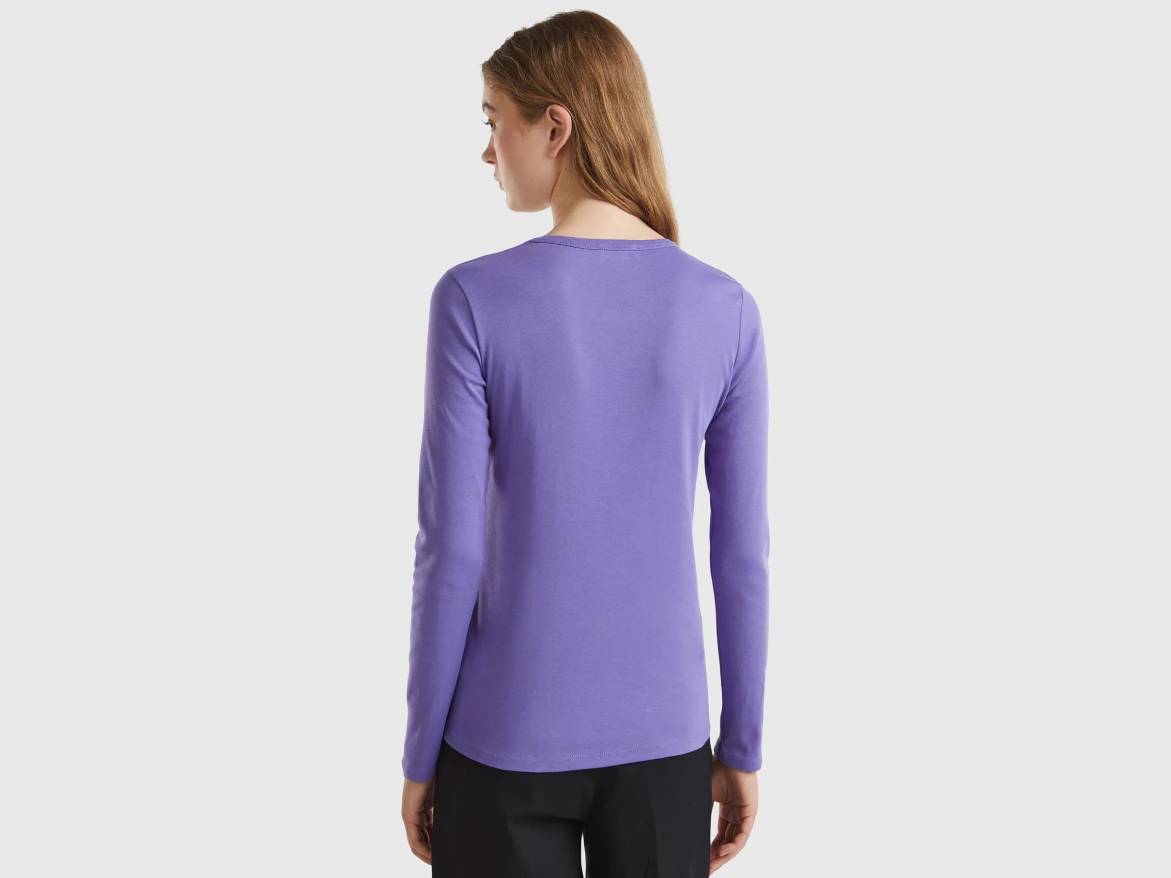 Purple long sleeve t-shirt in 100% cotton