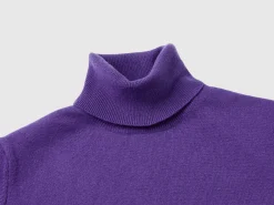 Purple short sleeve turtleneck in cashmere blend