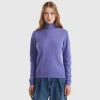 Purple turtleneck in pure Merino wool