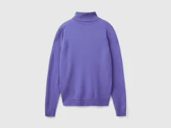 Purple turtleneck in pure Merino wool