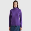 Purple turtleneck in wool and cashmere blend
