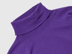 Purple turtleneck in wool and cashmere blend