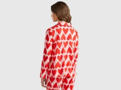 Pyjama jacket with heart print