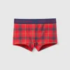 Red and blue tartan boxer shorts