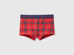 Red and blue tartan boxer shorts
