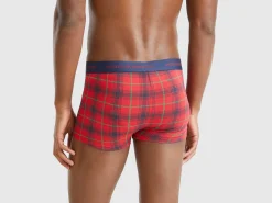 Red and blue tartan boxer shorts