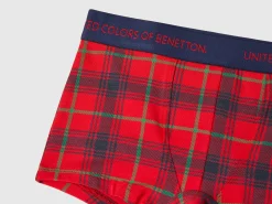 Red and blue tartan boxer shorts