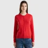 Red cardigan in wool and cashmere blend