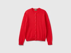 Red cardigan in wool and cashmere blend