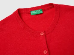 Red cardigan in wool and cashmere blend