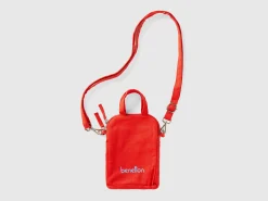 Red cell phone holder in pure cotton