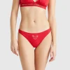 Red Christmas briefs with reindeer embroidery