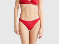 Red Christmas briefs with reindeer embroidery