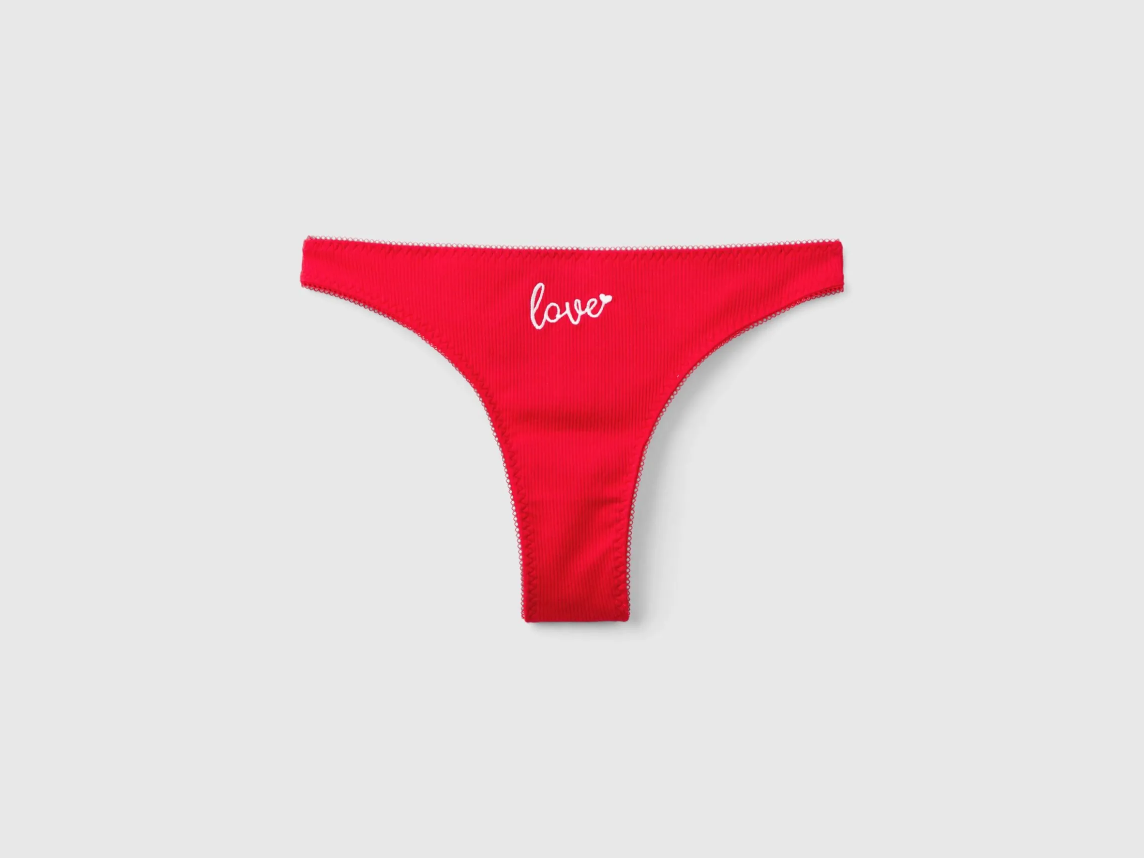 Red Christmas briefs with text embroidery